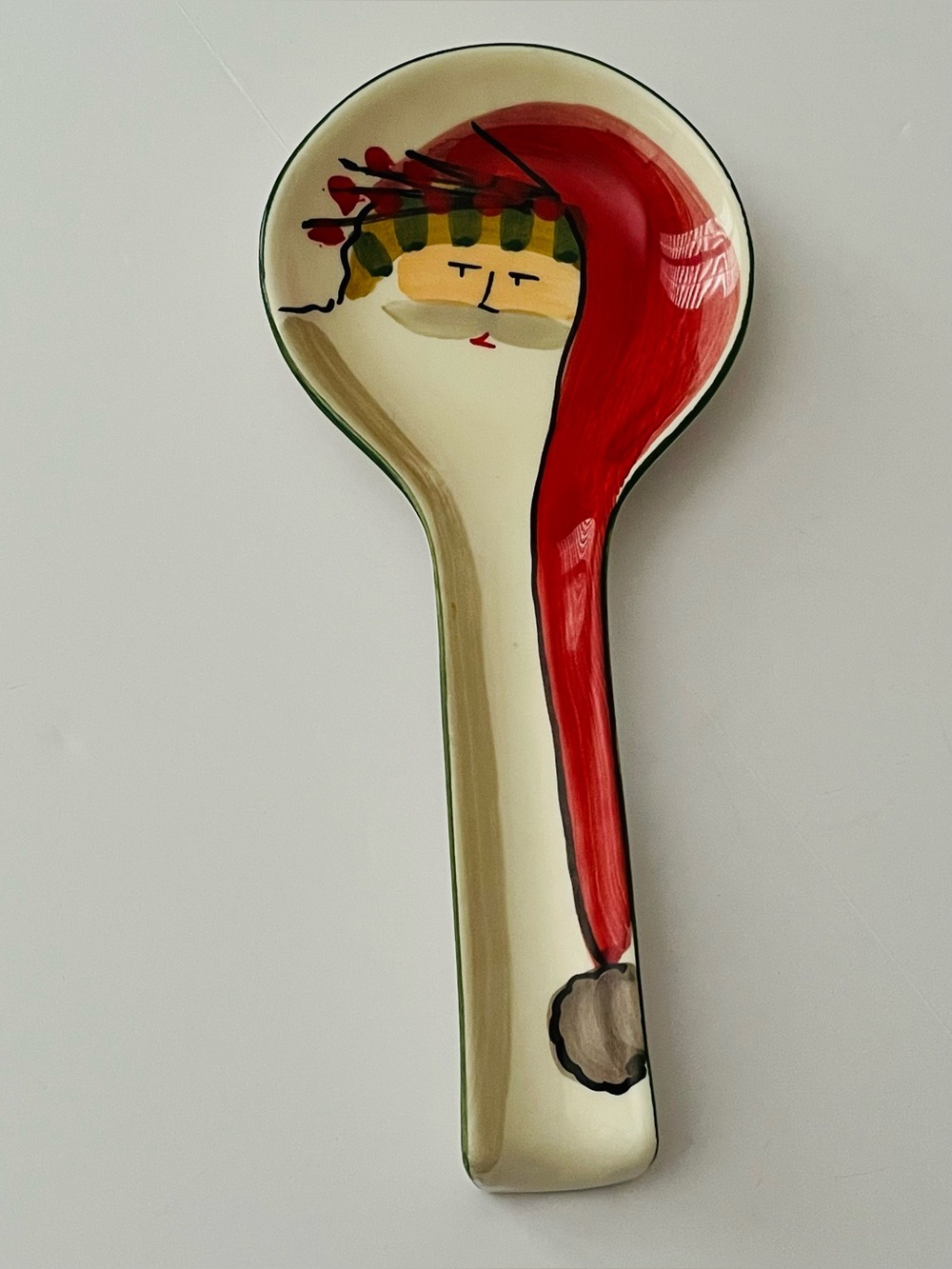 Vietri Old St Nick Santa Kitchen Spoon Rest Holder Ceramic Christmas Italy